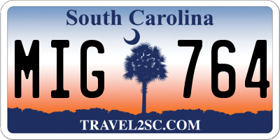 SC license plate MIG764