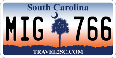 SC license plate MIG766