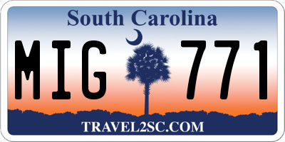 SC license plate MIG771