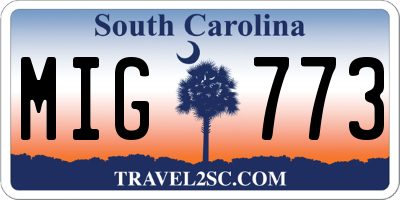 SC license plate MIG773