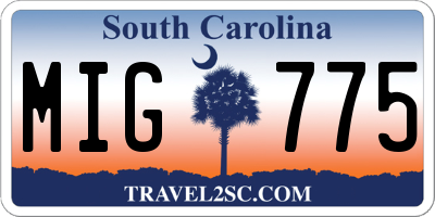 SC license plate MIG775