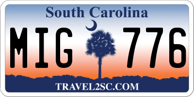 SC license plate MIG776