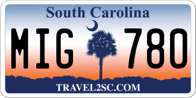 SC license plate MIG780
