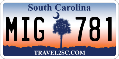 SC license plate MIG781