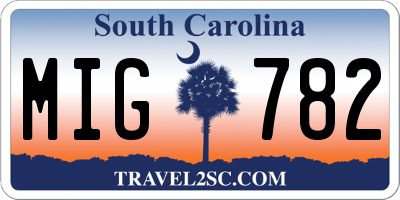 SC license plate MIG782