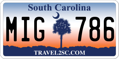 SC license plate MIG786