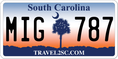 SC license plate MIG787