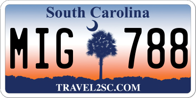 SC license plate MIG788