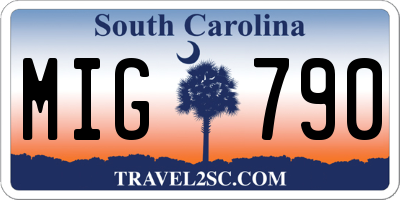 SC license plate MIG790
