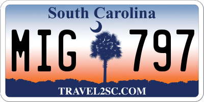 SC license plate MIG797