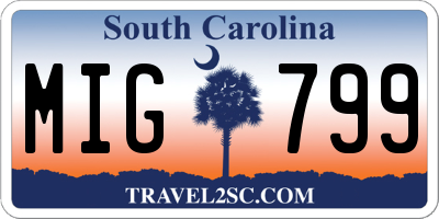 SC license plate MIG799