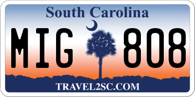SC license plate MIG808