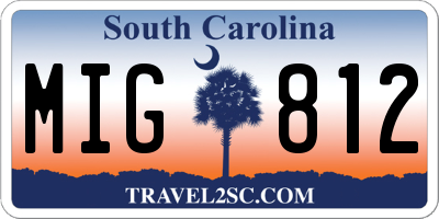 SC license plate MIG812