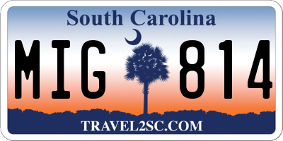 SC license plate MIG814