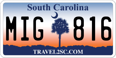 SC license plate MIG816