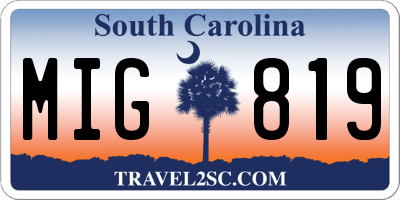 SC license plate MIG819