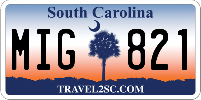 SC license plate MIG821