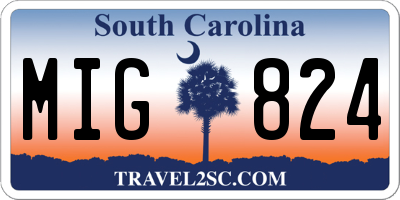 SC license plate MIG824