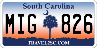 SC license plate MIG826