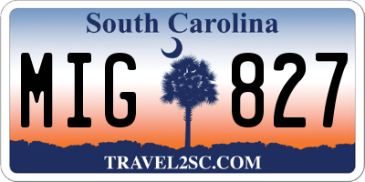 SC license plate MIG827