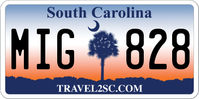 SC license plate MIG828
