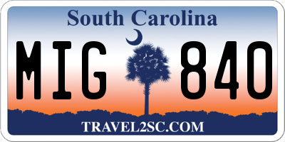 SC license plate MIG840