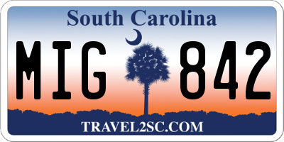 SC license plate MIG842