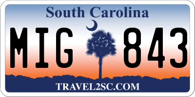 SC license plate MIG843