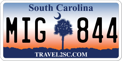 SC license plate MIG844