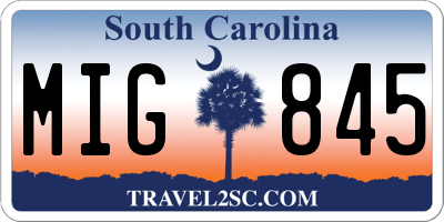 SC license plate MIG845