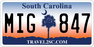 SC license plate MIG847