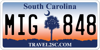 SC license plate MIG848