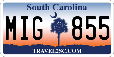SC license plate MIG855