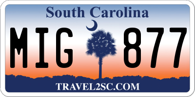 SC license plate MIG877