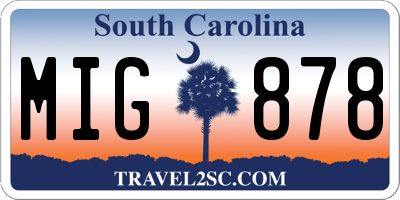SC license plate MIG878
