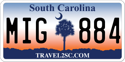 SC license plate MIG884