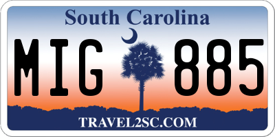 SC license plate MIG885