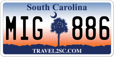 SC license plate MIG886