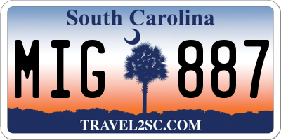 SC license plate MIG887