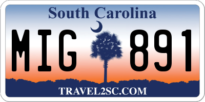 SC license plate MIG891