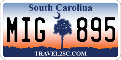 SC license plate MIG895