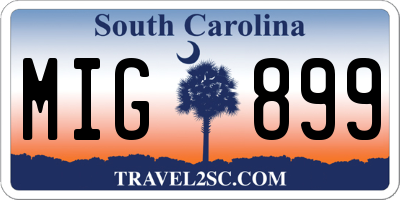 SC license plate MIG899