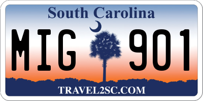SC license plate MIG901
