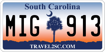 SC license plate MIG913