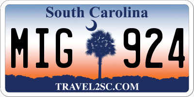 SC license plate MIG924