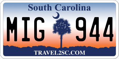 SC license plate MIG944