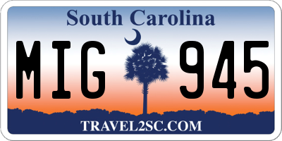 SC license plate MIG945
