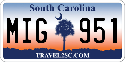 SC license plate MIG951