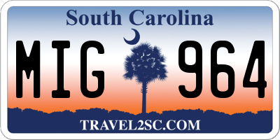 SC license plate MIG964