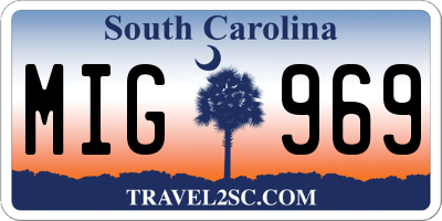 SC license plate MIG969
